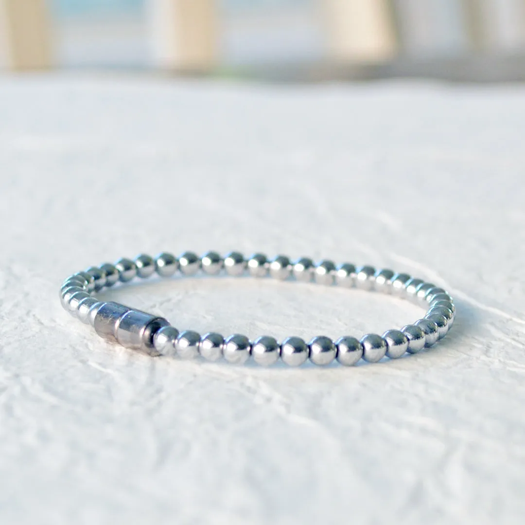 Silver Metallic Hematite Magnetic Bracelet