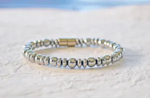 Silver Metallic Magnetic Bracelet for Pain