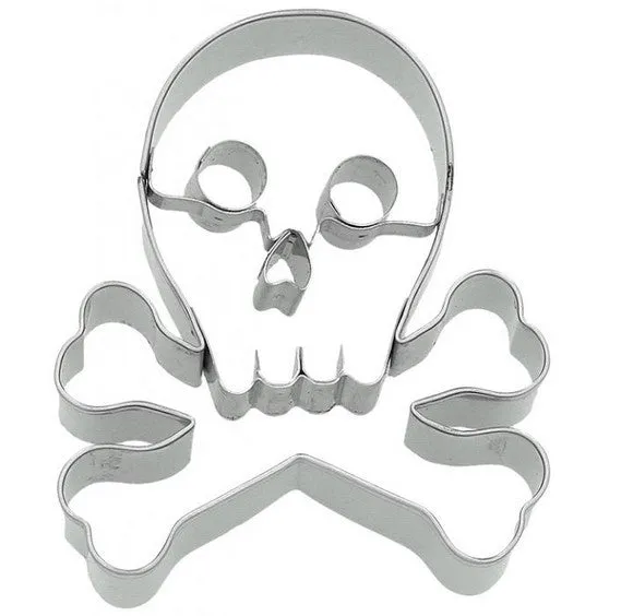 Skull and Crossbones Cookie Cutter with Embossed Detail 8cm