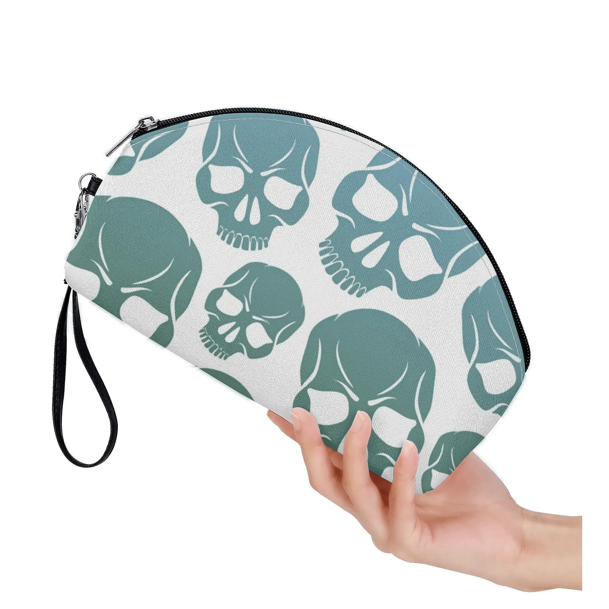 Skull Pattern Curved Make Up Bag