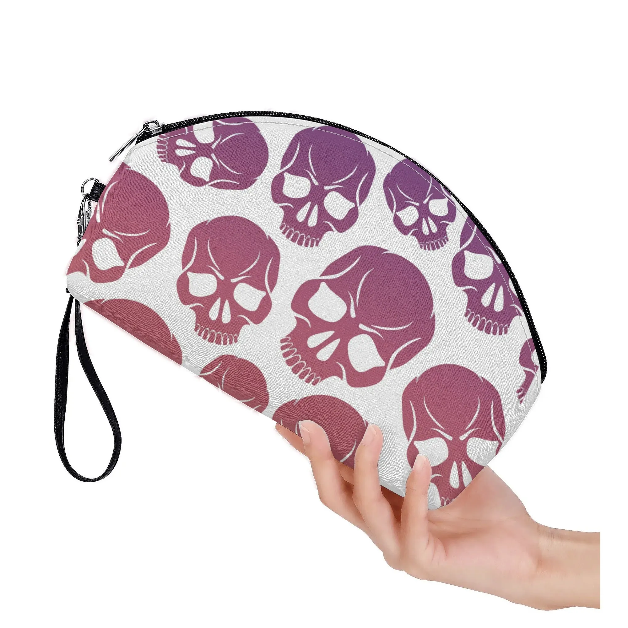 Skull Pattern Curved Make Up Bag