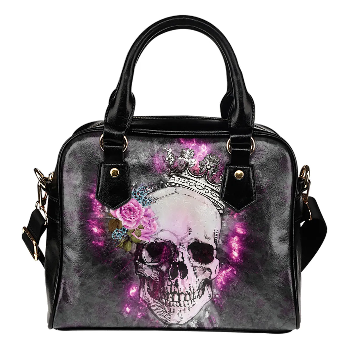 Skull Wearing Crown Shoulder Handbag