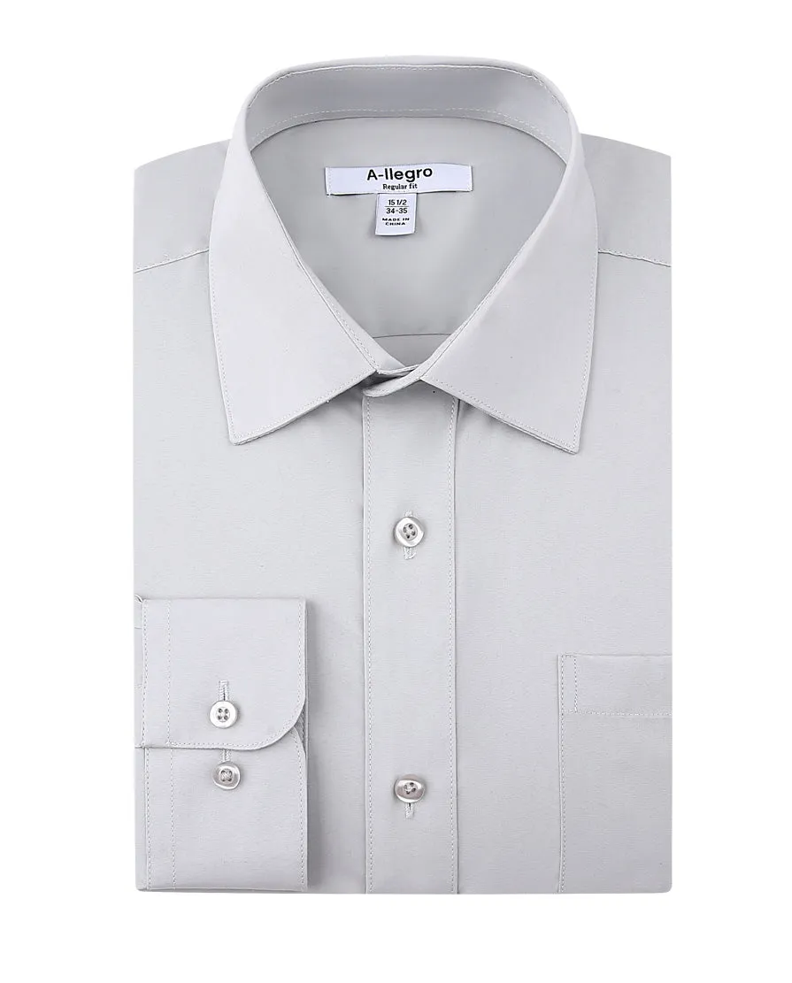 Slim Fit Cotton Convertible Cuff Dress Shirt Gray S-S100