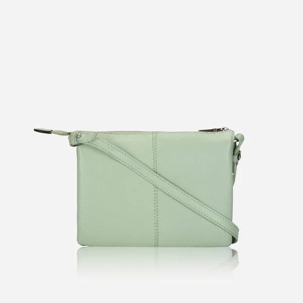 SLIM LADIES LEATHER CROSSBODY, SAGE GREEN