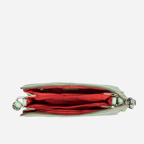 SLIM LADIES LEATHER CROSSBODY, SAGE GREEN
