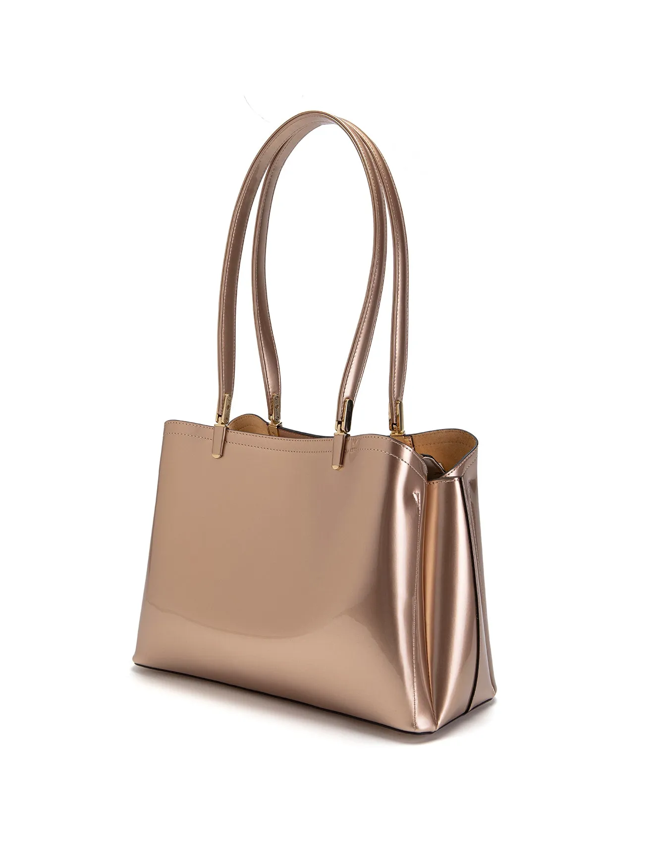 SOFIA VEGAN PATENT TRIPLE COMPARTMENT BAG- XB-2414-RGLD-SALE