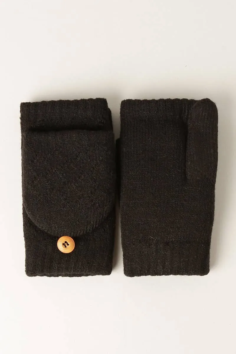 Solid Knit Convertible Fingerless Mittens Gloves: LIGHT PINK / One Size