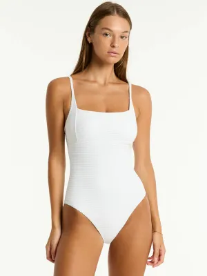 Spinnaker Square Neck One Piece in White