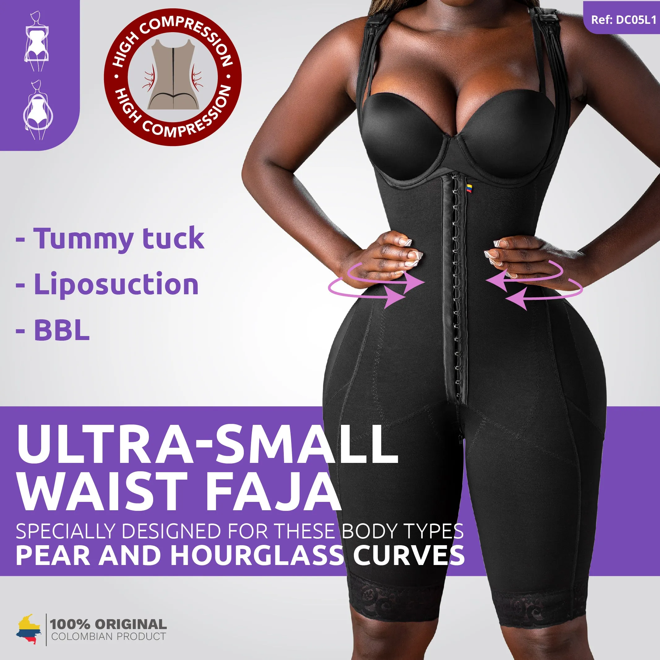 Stage 1 Faja Colombiana for Wide Hips and Booty | Open Bust