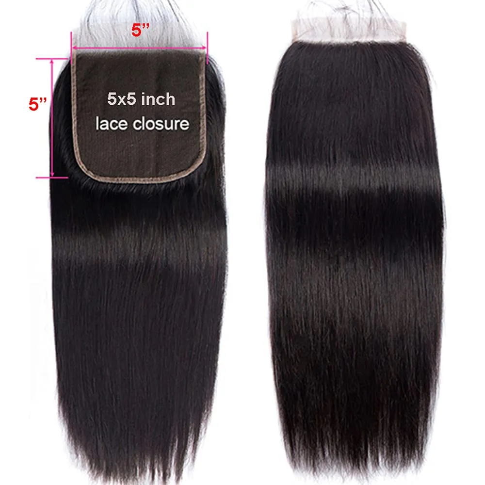 Straight Human Hair Closure 5*5 Lace Remy Lace Closure Natural Color MYLOCKME