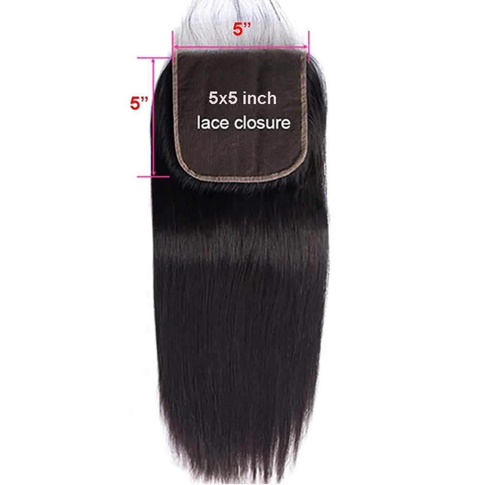 Straight Human Hair Closure 5*5 Lace Remy Lace Closure Natural Color MYLOCKME