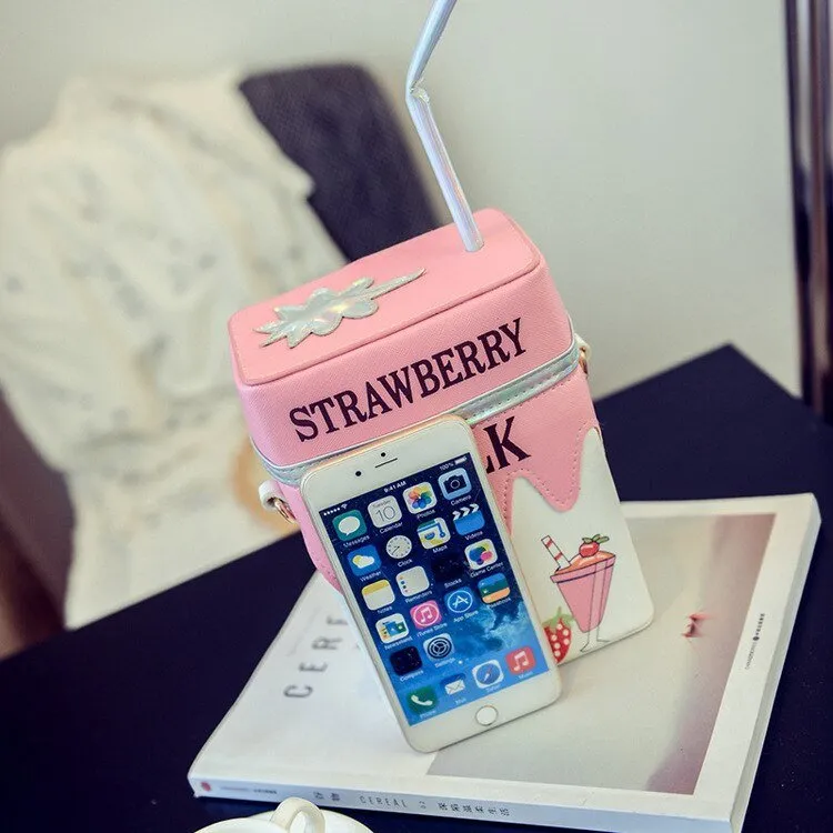 Strawberry Lemon Milk Box Crossbody Bag