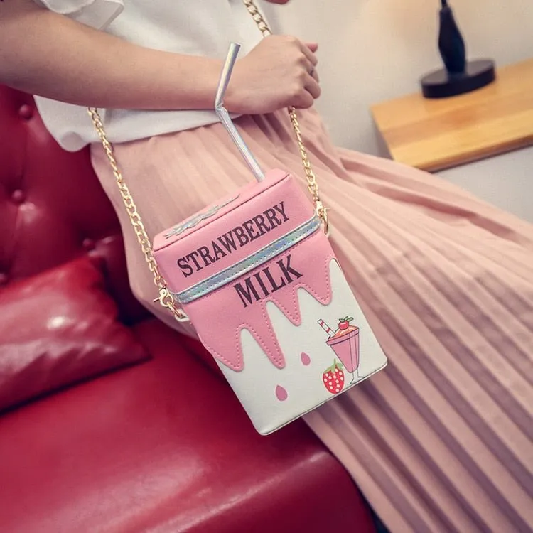 Strawberry Lemon Milk Box Crossbody Bag