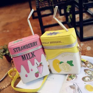 Strawberry Lemon Milk Box Crossbody Bag