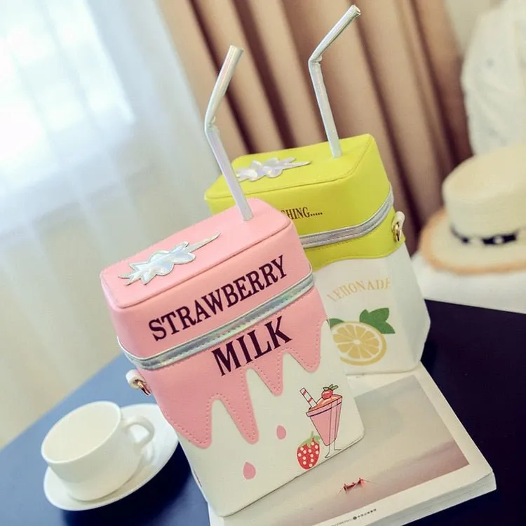 Strawberry Lemon Milk Box Crossbody Bag