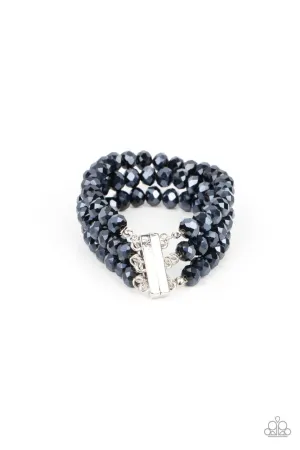 Supernova Sultry - Blue - Metallic Bead Paparazzi Magnetic Closure Bracelet