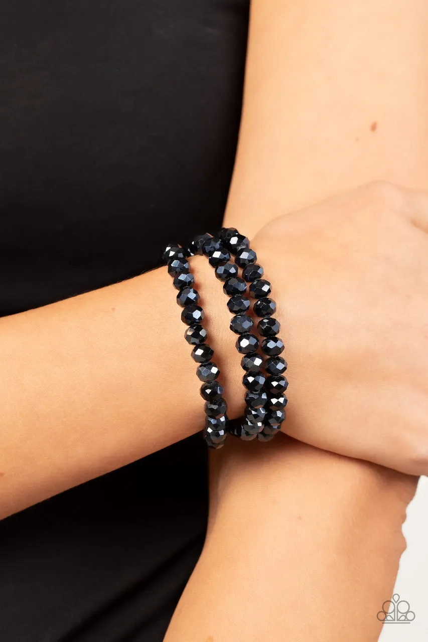 Supernova Sultry - Blue - Metallic Bead Paparazzi Magnetic Closure Bracelet