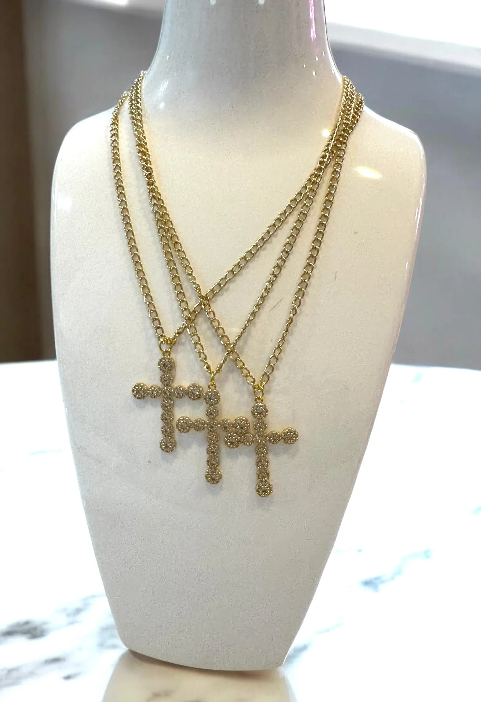The Gold Sparkle Cross Necklace
