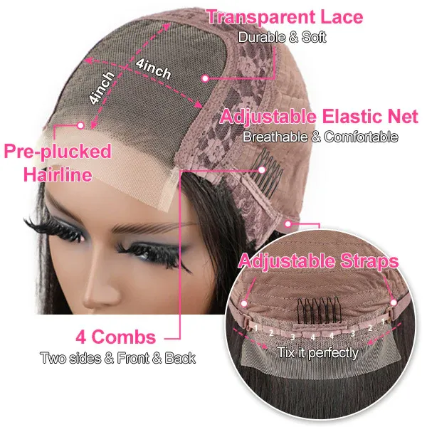 Thick Loose Deep Wave 4x4 Lace Closure Wigs Preplucked Human Hair Skin Melt Lace Wigs with Baby Hair for Women