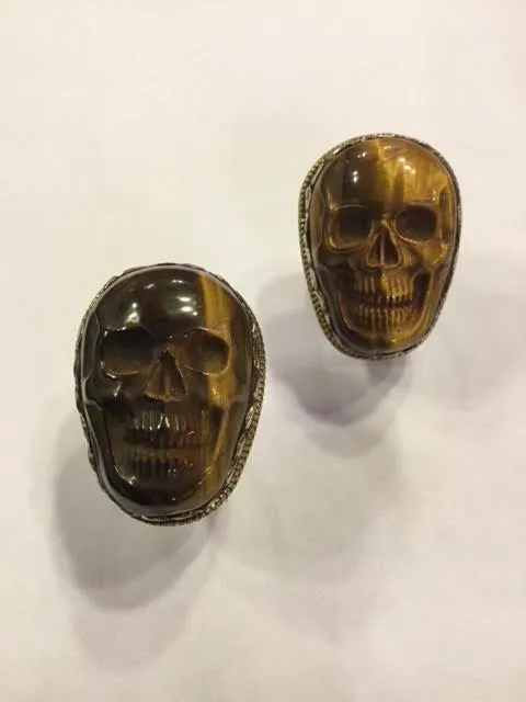 Tiger's Eye Skull Ring