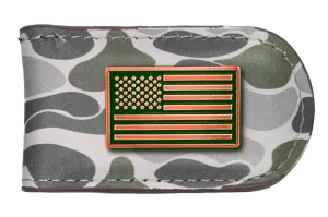 USA Flag Men's Old School Camo Leather Money Clip.
