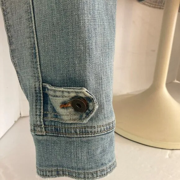 Venezia Oversized Cropped light Denim Jacket Zipper Closure  Front Pockets 18/20