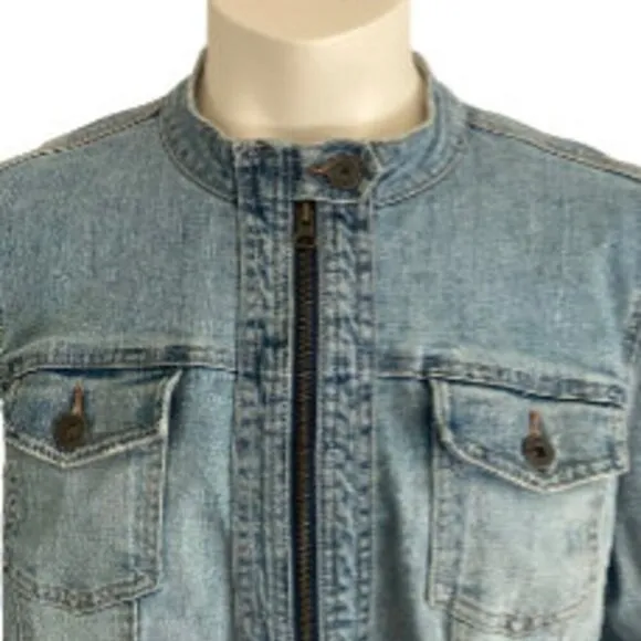 Venezia Oversized Cropped light Denim Jacket Zipper Closure  Front Pockets 18/20