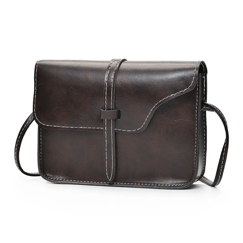 Vintage Flap Over Belt Front Messenger Shoulder Bag