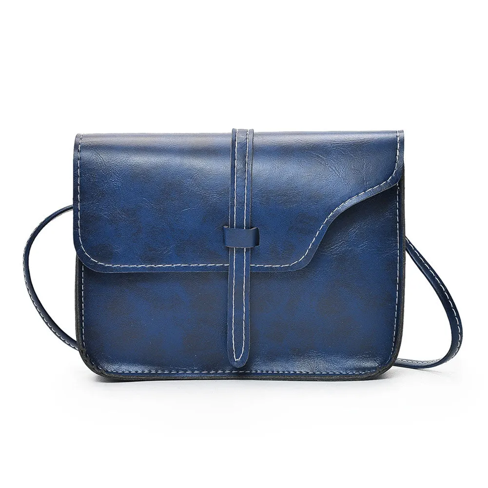 Vintage Flap Over Belt Front Messenger Shoulder Bag
