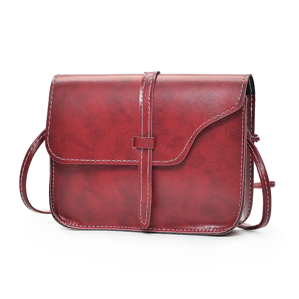 Vintage Flap Over Belt Front Messenger Shoulder Bag