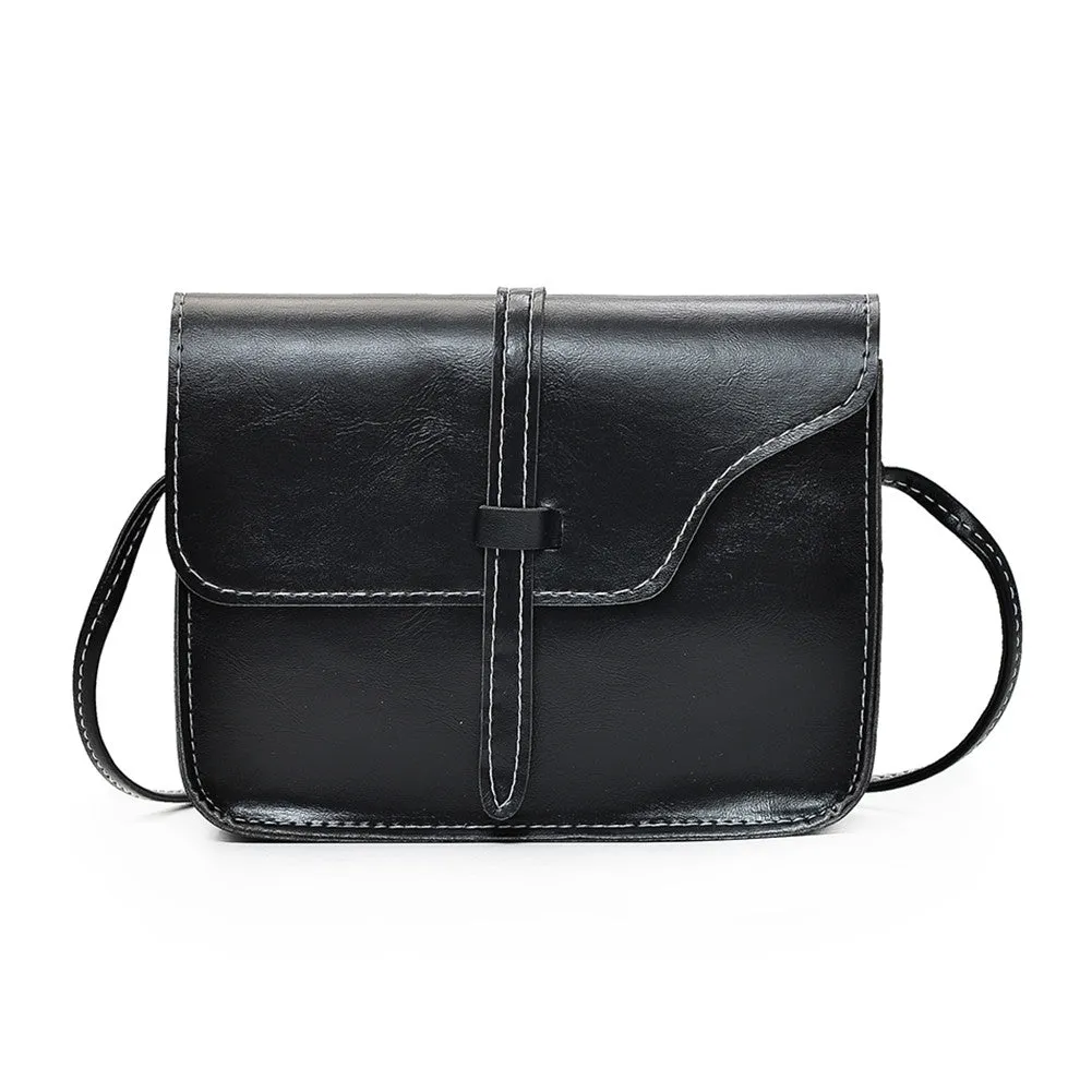 Vintage Flap Over Belt Front Messenger Shoulder Bag