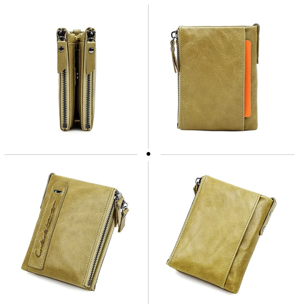Vintage Style Crazy Horse Leather Executive Billfold Wallet Coin Purse