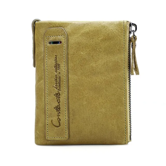 Vintage Style Crazy Horse Leather Executive Billfold Wallet Coin Purse