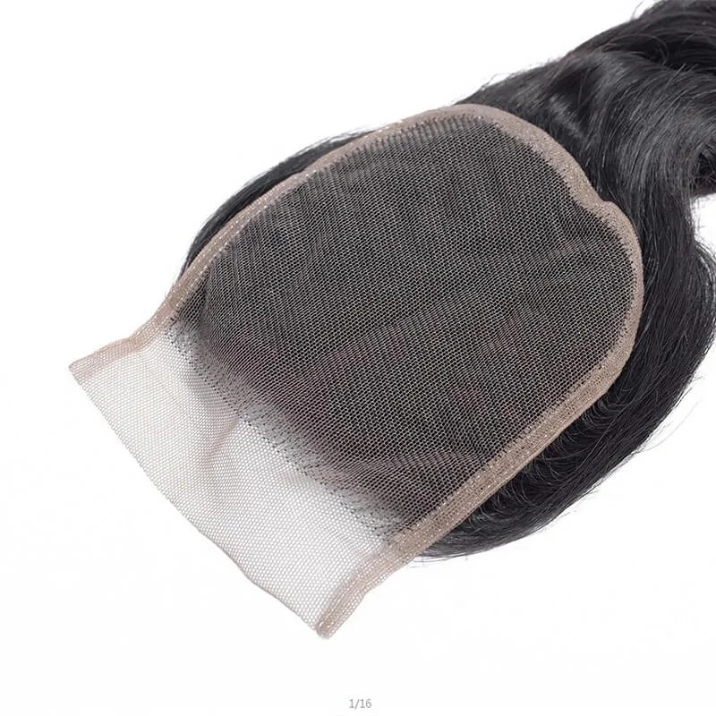 Wavymy Virgin Human Hair Weave Loose Wave 4 Bundles with 4x4 Lace Closure