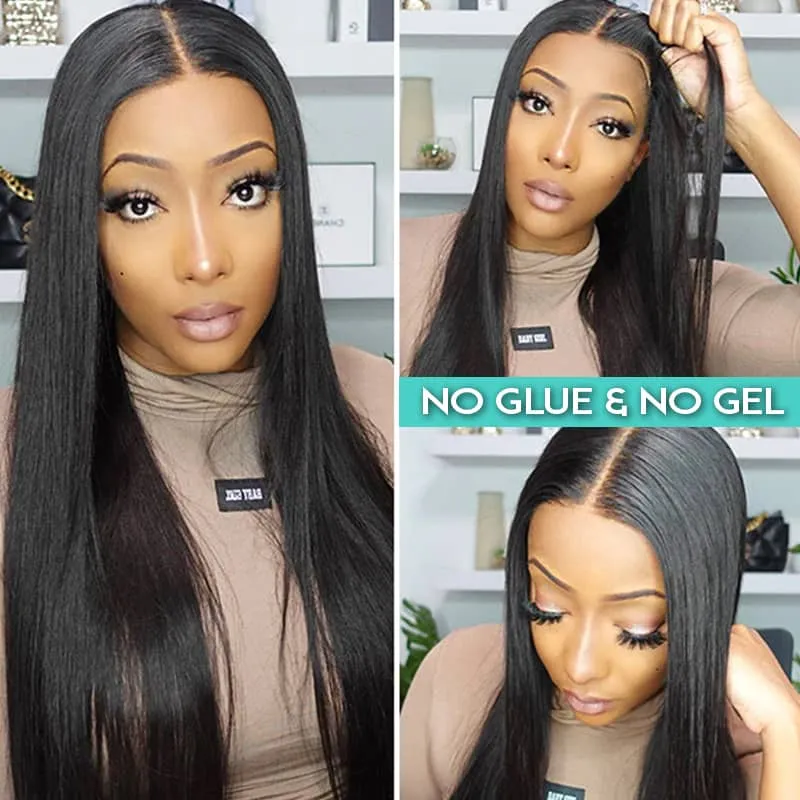 Wear & Go Pre Cut Lace HD Transparent Glueless Straight 4x4 5x5 6X4.5 Lace Closure Wig