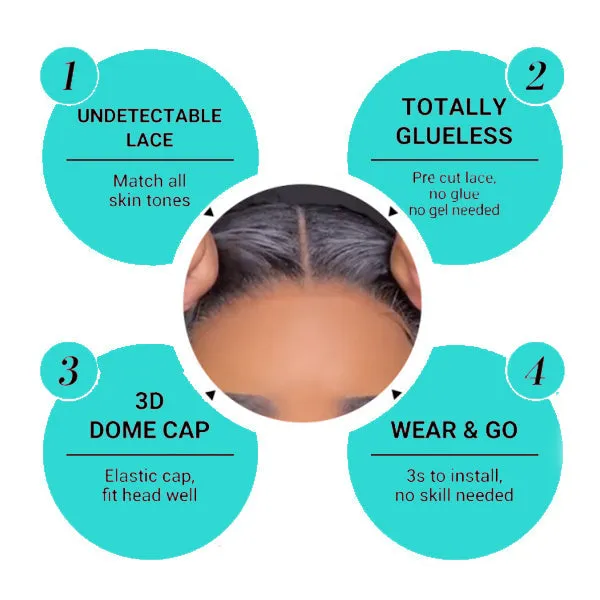 Wear & Go Pre Cut Lace HD Transparent Glueless Straight 4x4 5x5 6X4.5 Lace Closure Wig
