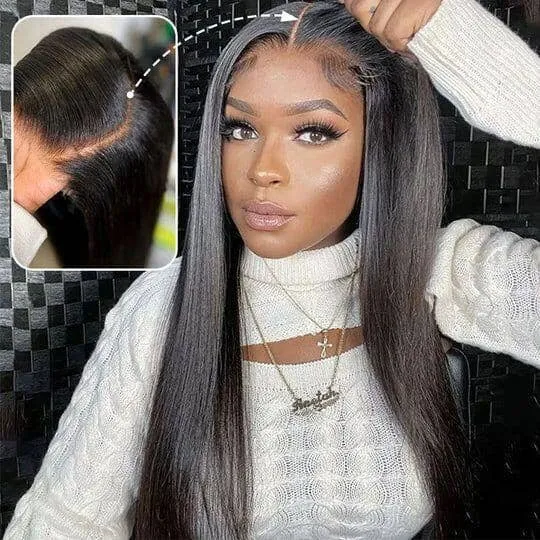 Wear & Go Pre Cut Lace HD Transparent Glueless Straight 4x4 5x5 6X4.5 Lace Closure Wig