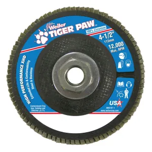Weiler Tiger Paw Super High Density 4-1/2" Flap Disc (Box of 10)