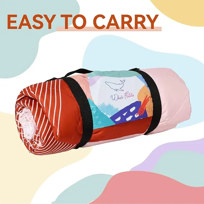 Whale Flotilla Extra Large Outdoor Picnic Blanket (60”x80”), Foldable Waterproof Sand Beach Mat Camping Blankets, Lightweight Soft Handy Mat Tote for Park Hiking Travel, Brown
