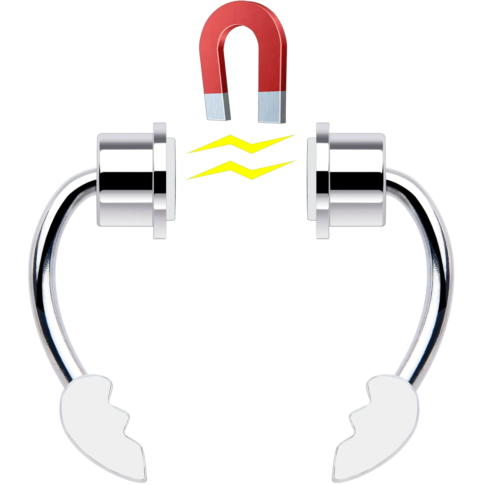 White Broken Heart Magnetic Septum Ring Horseshoe Non-Pierced Fake Nose Ring