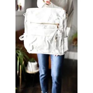 White Marble Convertible Backpack