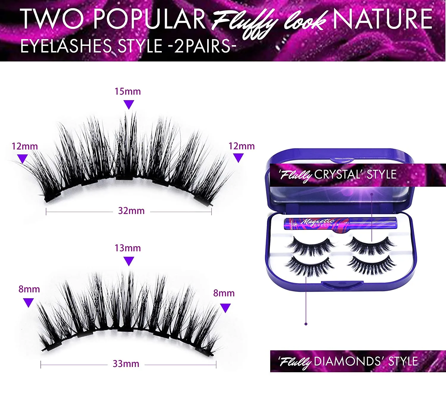 Wholesale Arishine 3D 5D Magnetic Eyelashes with Eyeliner Kit 12 pairs