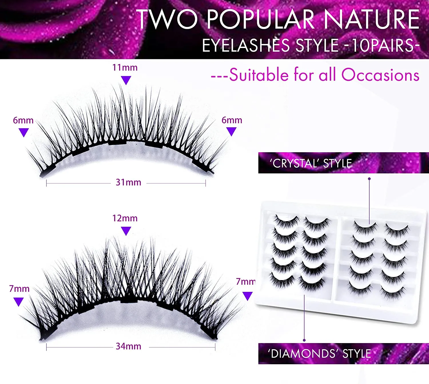 Wholesale Arishine 3D 5D Magnetic Eyelashes with Eyeliner Kit 12 pairs