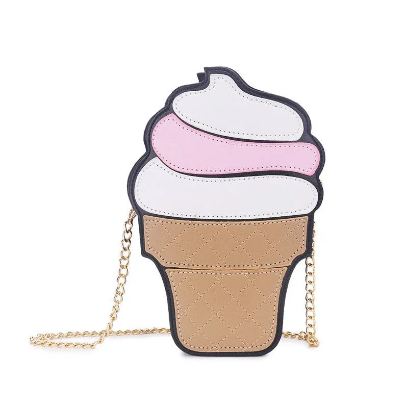 womem ice cream Bag cake bag PU leather cute Messenger Bags Candy colours Small Size Female chain handbags 3D laser diamond bag