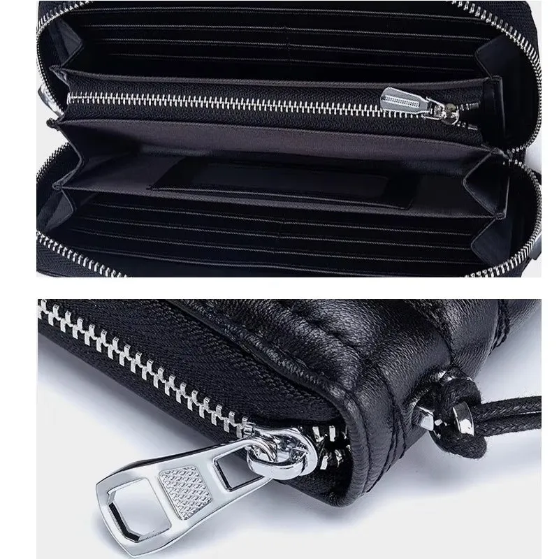Women Clutch Sheepskin RFID Long Wallet Phone Bag