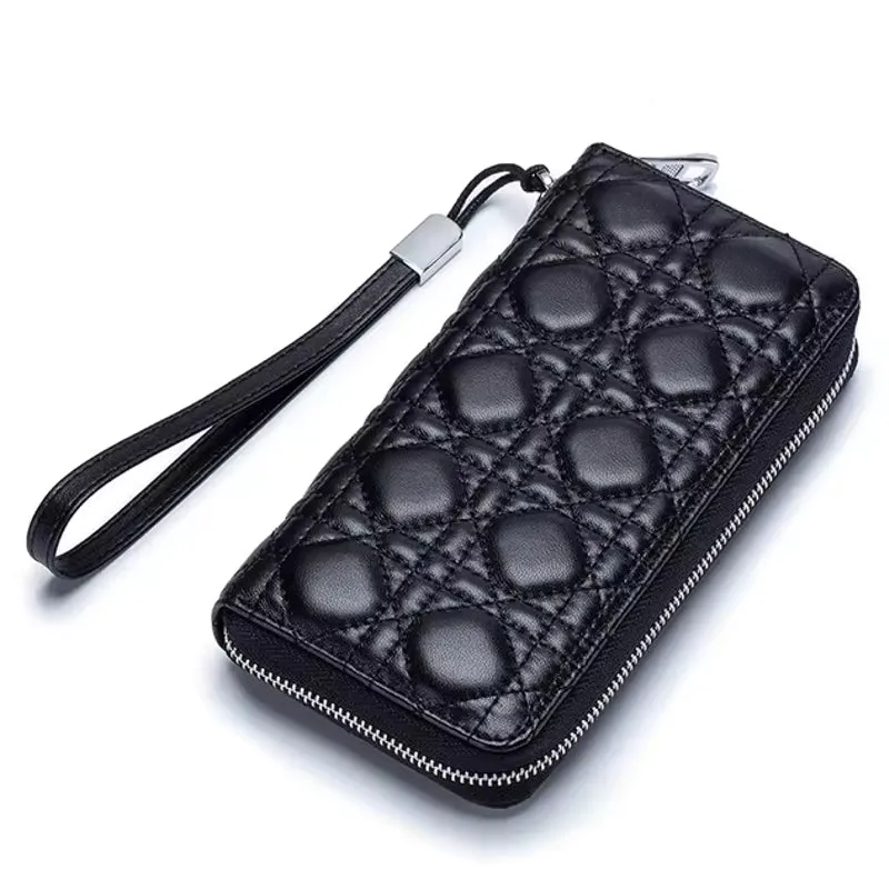 Women Clutch Sheepskin RFID Long Wallet Phone Bag