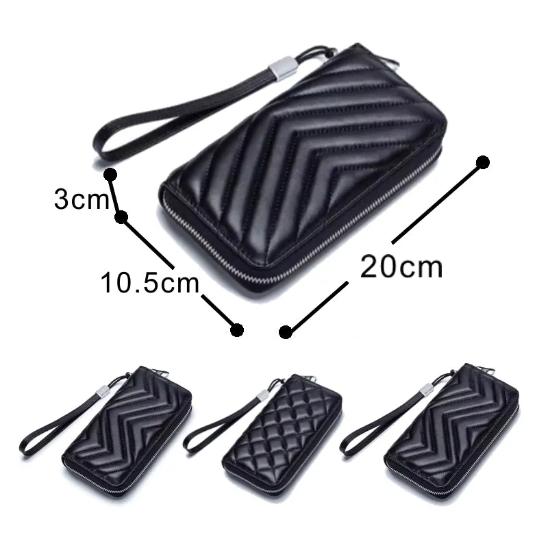 Women Clutch Sheepskin RFID Long Wallet Phone Bag