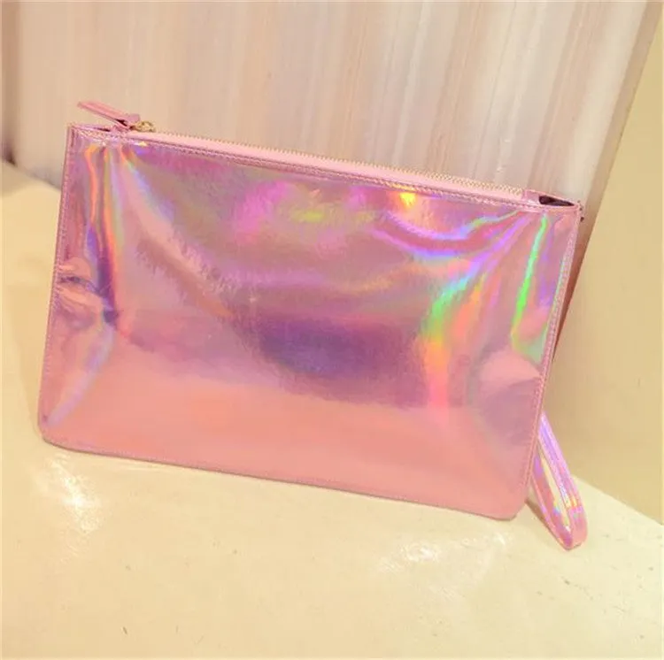 Women Handbags Fashion Women Laser Color Evening Bags Hologram Envelope Silver Pink Clutch HBF38