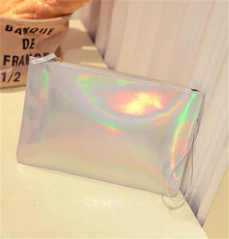 Women Handbags Fashion Women Laser Color Evening Bags Hologram Envelope Silver Pink Clutch HBF38
