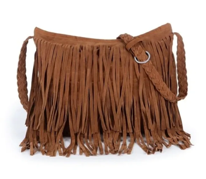 Women Suede Drawstring Bucket Bag Women vintage Handbag Faux Fringe Tassel Shoulder bags lady Messenger Bag WHC7521